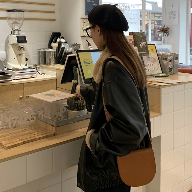 Women's Fashion Retro Leather Warm Jacket - Image 7