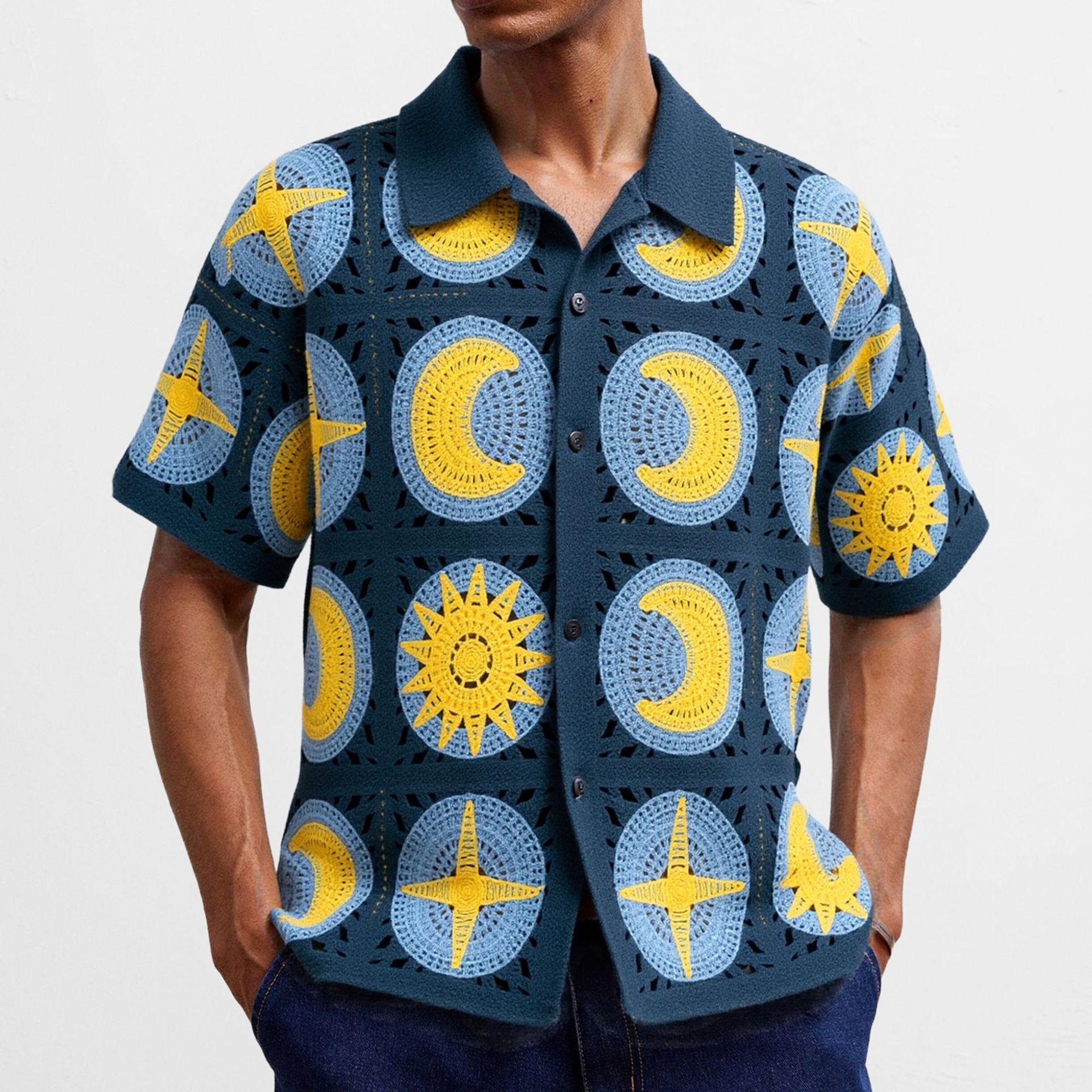 Men's Summer Short-sleeved Cardigan Sweater - Image 3