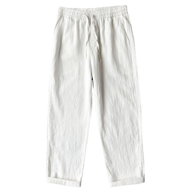 Men's Casual Pants White Baggy Straight Trousers - Image 3